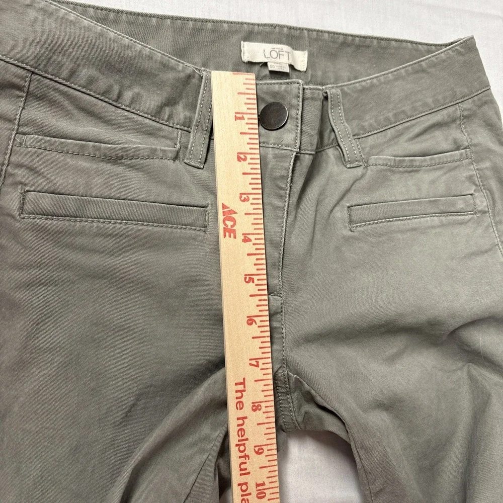 Loft Skinny Ankle Pants Womens 00 Green Khaki Flat Front Chino Modern Marisa